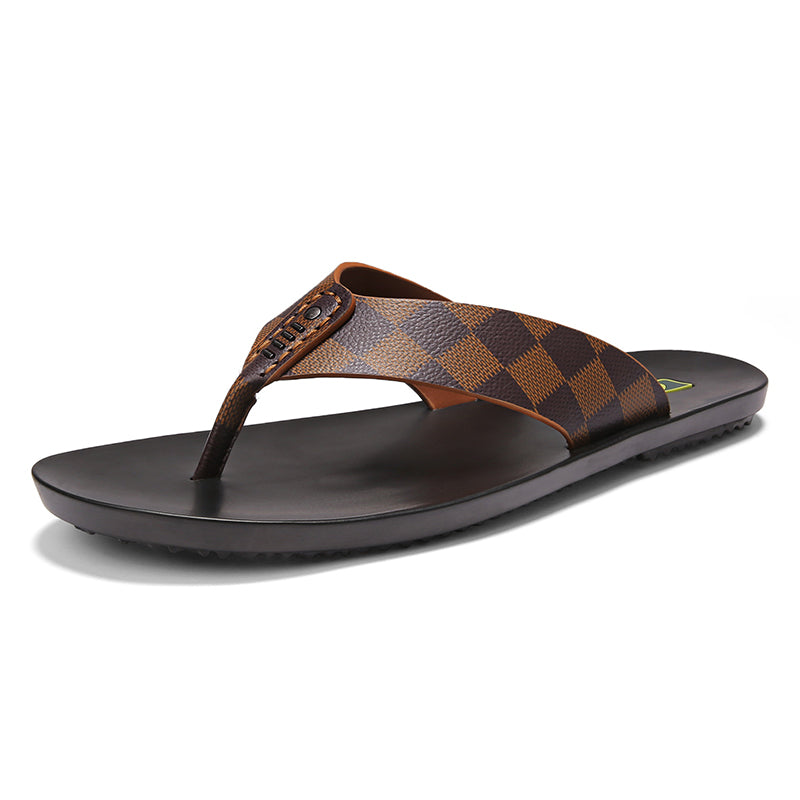 men leather flip flops beach sandals