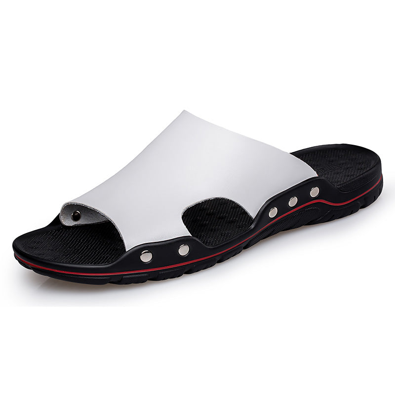 Mens leather slide sandals