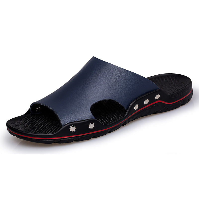 Mens leather slide sandals