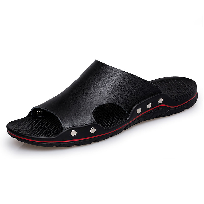 Mens leather slide sandals