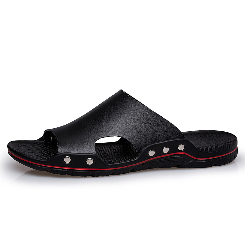 Mens leather slide sandals